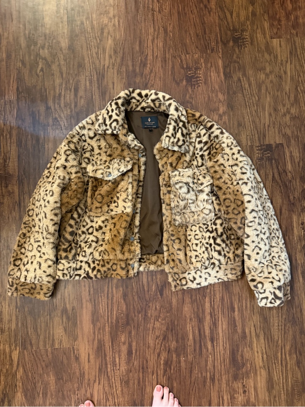 Leopard Print Faux Fur Jacket - Women